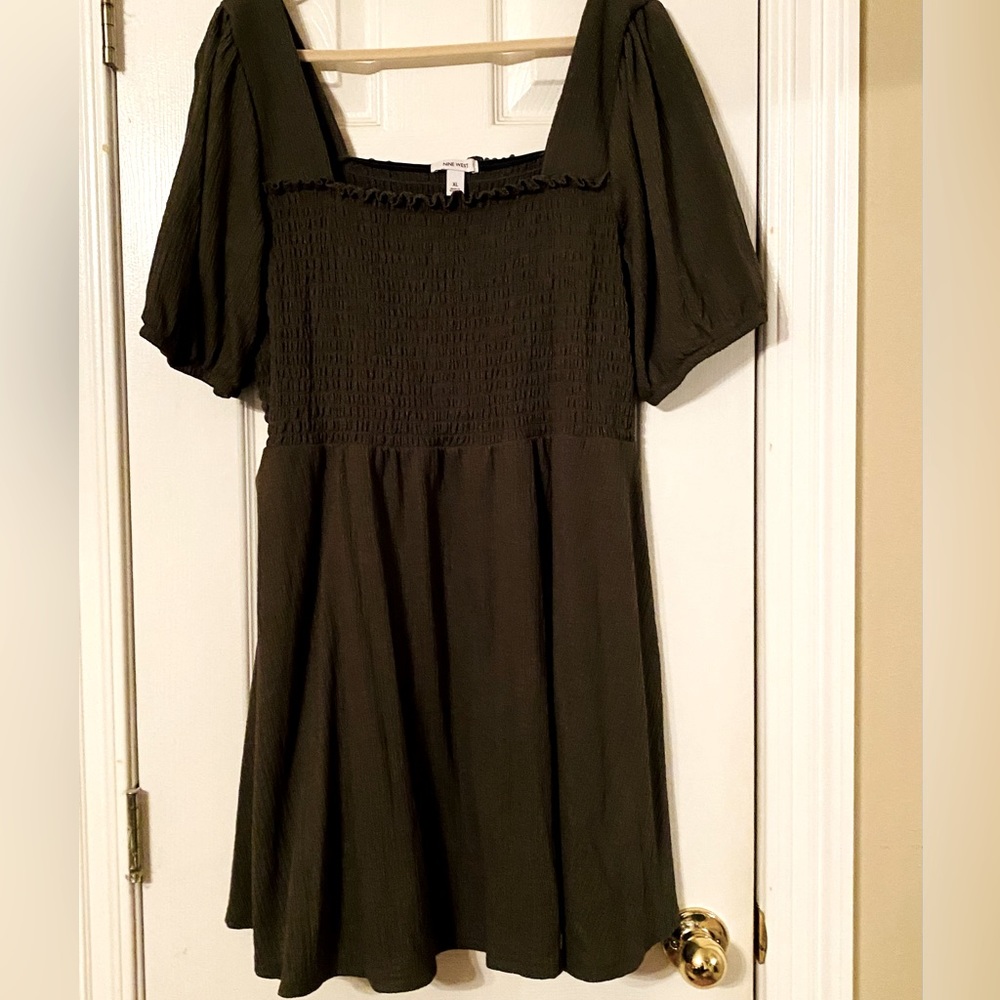 Nine West Women’s Puffy Sleeve Dress Olive Green Size XL